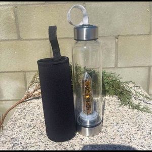 Stone infused glass water bottle (Tiger Eye)